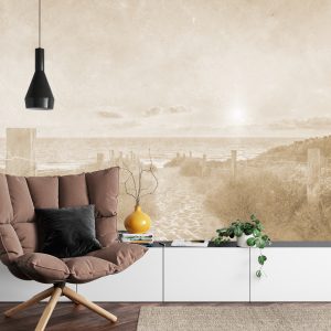 Papier Peint Coucher De Soleil D'été Fané Vintage Sépia – Image 4