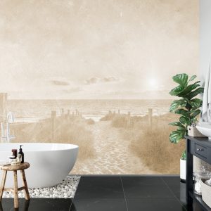 Papier Peint Coucher De Soleil D'été Fané Vintage Sépia – Image 5