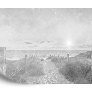 Papier Peint Coucher De Soleil D'été Faded Vintage Noir Et Blanc – Image 2