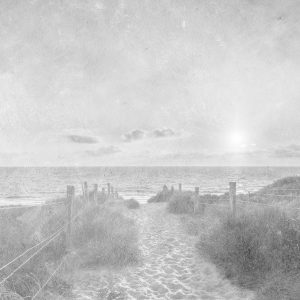 Papier Peint Coucher De Soleil D'été Faded Vintage Noir Et Blanc – Image 1