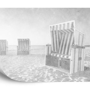 Papier Peint Ostsee Strandkörbe Noir & Blanc – Image 2