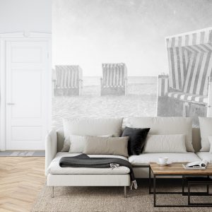 Papier Peint Ostsee Strandkörbe Noir & Blanc – Image 6