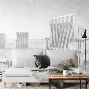 Papier Peint Ostsee Strandkörbe Noir & Blanc – Image 3