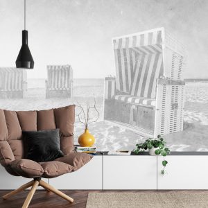 Papier Peint Ostsee Strandkörbe Noir & Blanc – Image 4