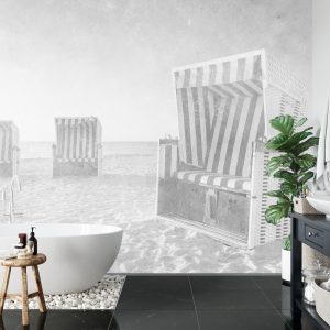 Papier Peint Ostsee Strandkörbe Noir & Blanc – Image 5