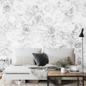 Papier Peint Délavé Floral Vintage Noir & Blanc – Image 3