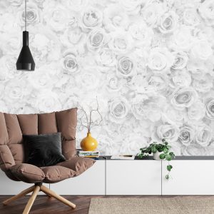 Papier Peint Délavé Floral Vintage Noir & Blanc – Image 4