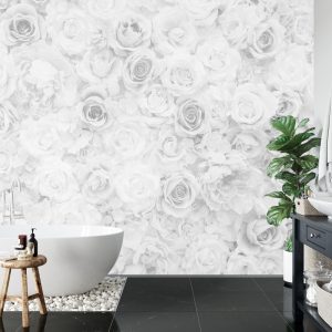 Papier Peint Délavé Floral Vintage Noir & Blanc – Image 5