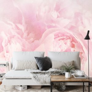 Papier Peint Belles Fleurs Rose Vintage Fané – Image 3