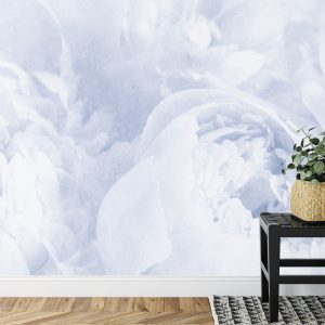 Papier Peint Belles Fleurs Fanées Bleu Vintage – Image 7