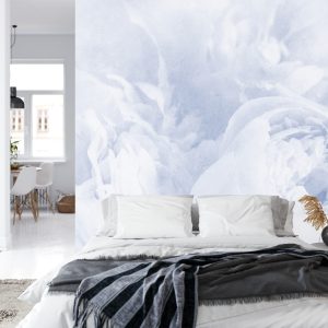 Papier Peint Belles Fleurs Fanées Bleu Vintage – Image 8