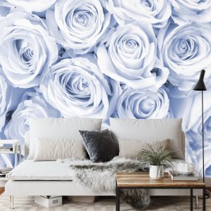 Papier Peint Rose Bouquet Bleu – Image 3