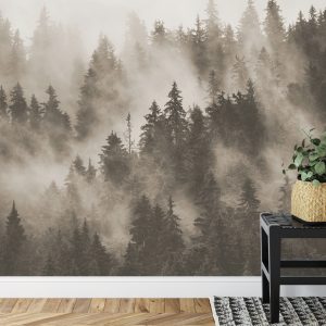 Papier Peint Forêt Dans La Brume En Sépia – Image 7