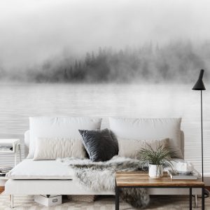 Papier Peint Brume Sur L'eau En Noir Et Blanc – Image 3