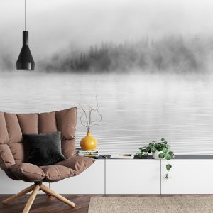 Papier Peint Brume Sur L'eau En Noir Et Blanc – Image 4