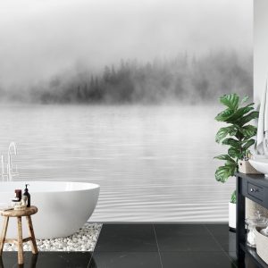 Papier Peint Brume Sur L'eau En Noir Et Blanc – Image 5