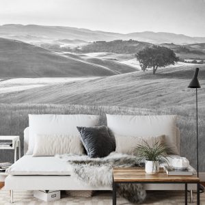 Papier Peint Rolling Hills Faded Vintage En Noir Et Blanc – Image 3