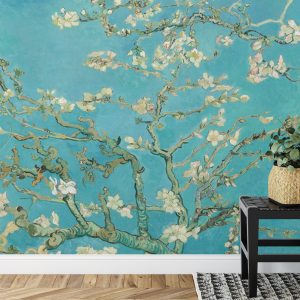 Papier Peint Fleurs De Van Gogh En Turquoise – Image 7