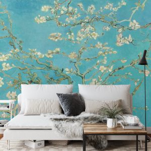 Papier Peint Fleurs De Van Gogh En Turquoise – Image 3
