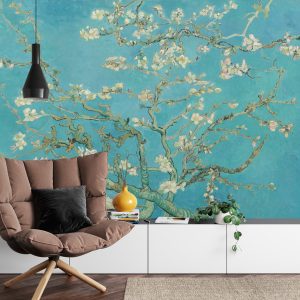 Papier Peint Fleurs De Van Gogh En Turquoise – Image 4