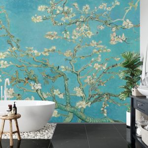 Papier Peint Fleurs De Van Gogh En Turquoise – Image 5