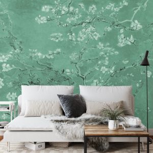 Papier Peint Fleurs De Van Gogh En Vert – Image 3