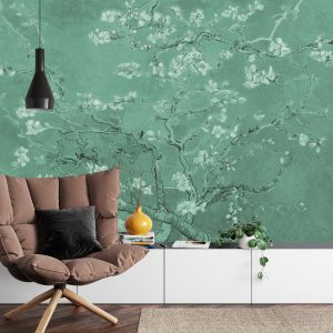 Papier Peint Fleurs De Van Gogh En Vert – Image 4