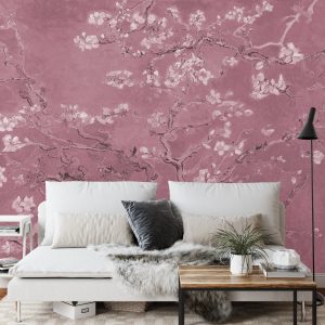 Papier Peint Fleurs De Van Gogh En Rouge – Image 3