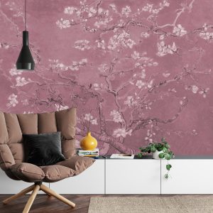 Papier Peint Fleurs De Van Gogh En Rouge – Image 4