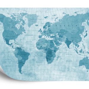 Papier Peint Carte Du Monde Bleu Texturé – Image 2