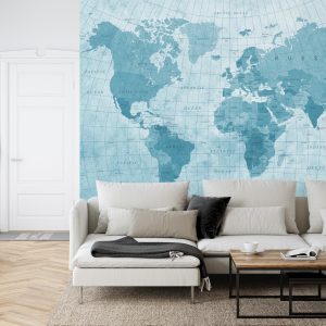 Papier Peint Carte Du Monde Bleu Texturé – Image 6