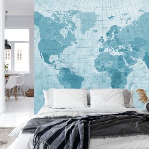 Papier Peint Carte Du Monde Bleu Texturé – Image 8