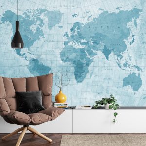 Papier Peint Carte Du Monde Bleu Texturé – Image 4