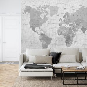 Papier Peint Carte Du Monde Monochrome Texturé – Image 6