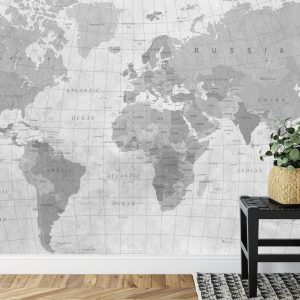 Papier Peint Carte Du Monde Monochrome Texturé – Image 7