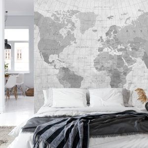 Papier Peint Carte Du Monde Monochrome Texturé – Image 8