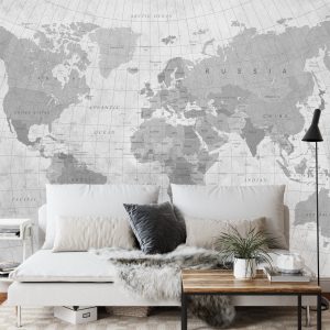 Papier Peint Carte Du Monde Monochrome Texturé – Image 3