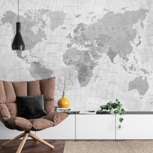 Papier Peint Carte Du Monde Monochrome Texturé – Image 4