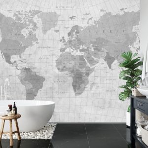 Papier Peint Carte Du Monde Monochrome Texturé – Image 5