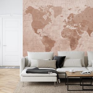 Papier Peint Carte Du Monde Sépia Texturé – Image 6