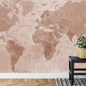 Papier Peint Carte Du Monde Sépia Texturé – Image 7