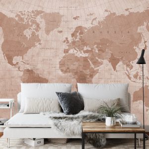 Papier Peint Carte Du Monde Sépia Texturé – Image 3