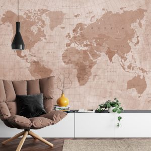 Papier Peint Carte Du Monde Sépia Texturé – Image 4