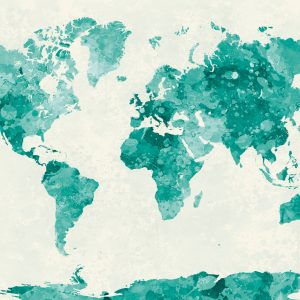 Papier Peint Carte Du Monde Aquarelle Verte – Image 1