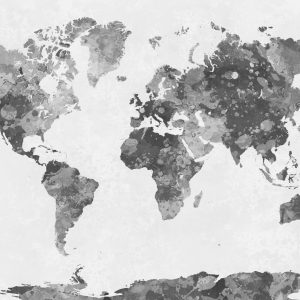 Papier Peint Carte Du Monde Aquarelle Monochrome – Image 1
