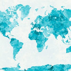 Papier Peint Mappemonde Aquarelle Turquoise – Image 1