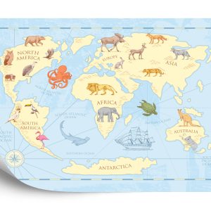 Papier Peint Carte Du Monde Classique Pour Enfants – Image 2