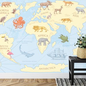 Papier Peint Carte Du Monde Classique Pour Enfants – Image 7