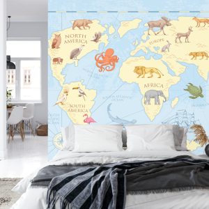 Papier Peint Carte Du Monde Classique Pour Enfants – Image 8