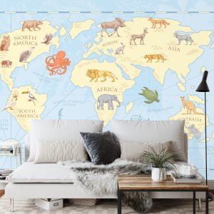 Papier Peint Carte Du Monde Classique Pour Enfants – Image 3